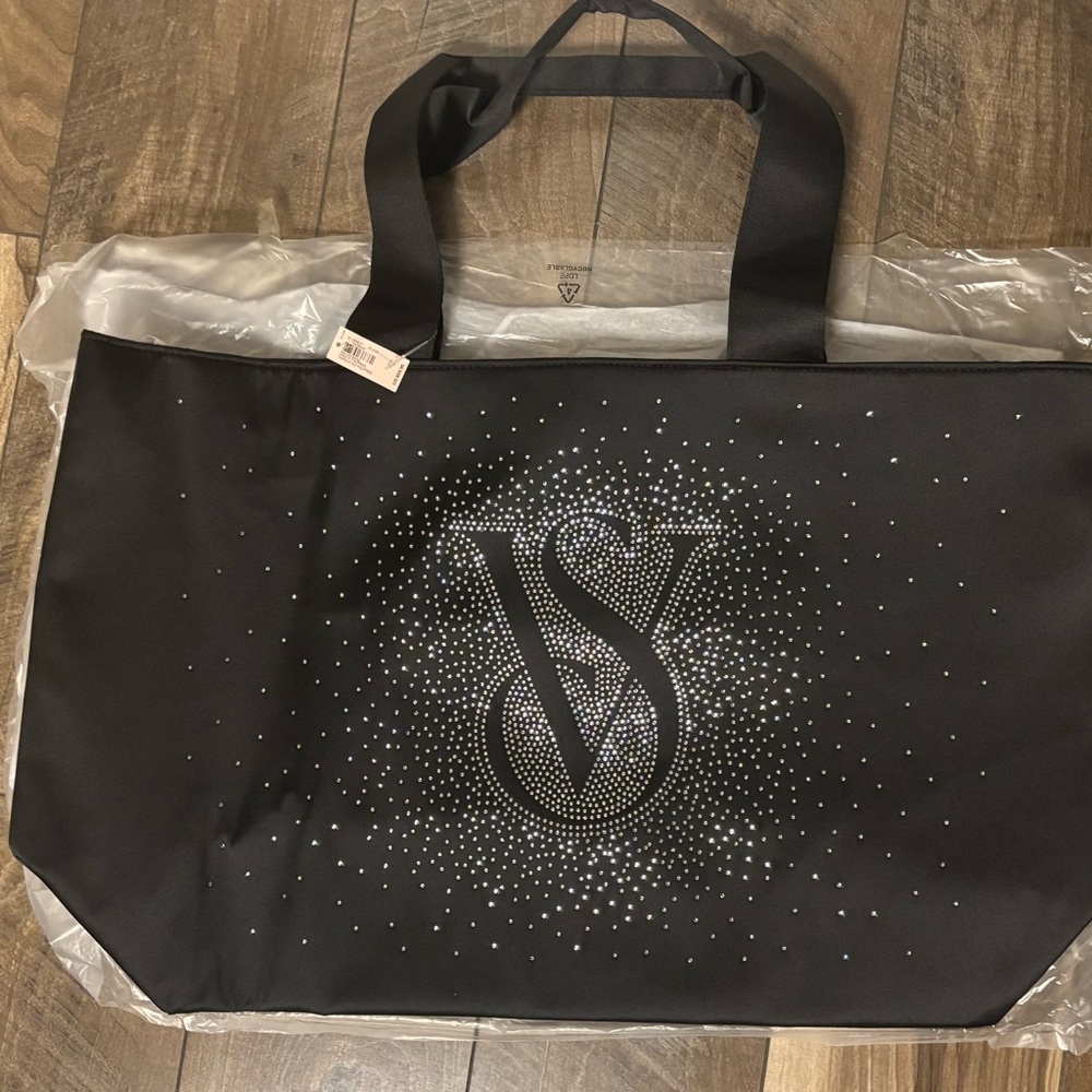 Victoria's Secret Black Sparkle Logo Tote